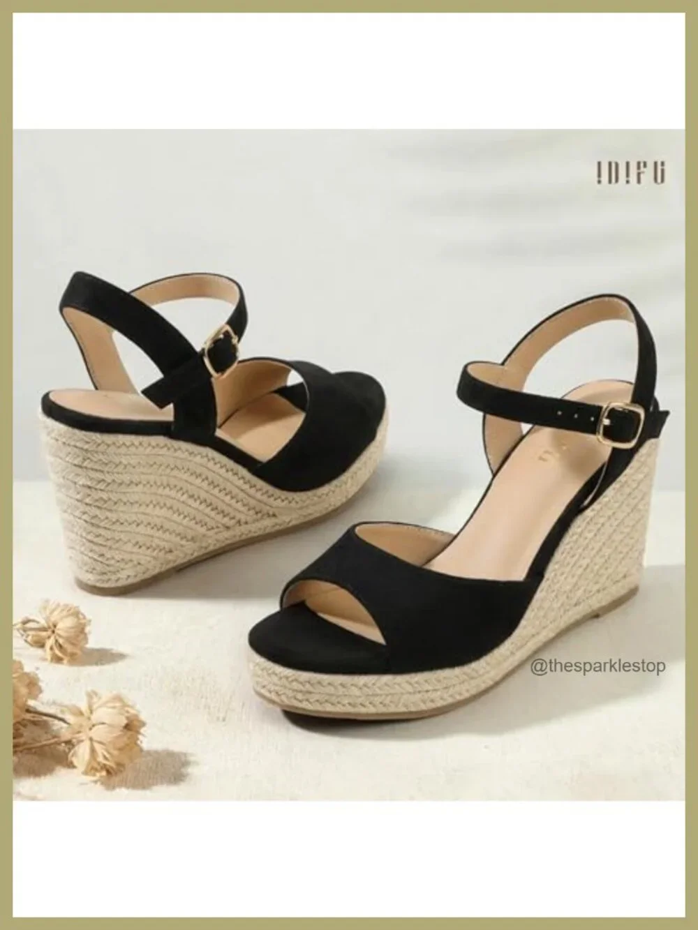 IDIFU IN4 Espadrilles Wedges Sandals for Women Platform Peep Open Toe Slingback